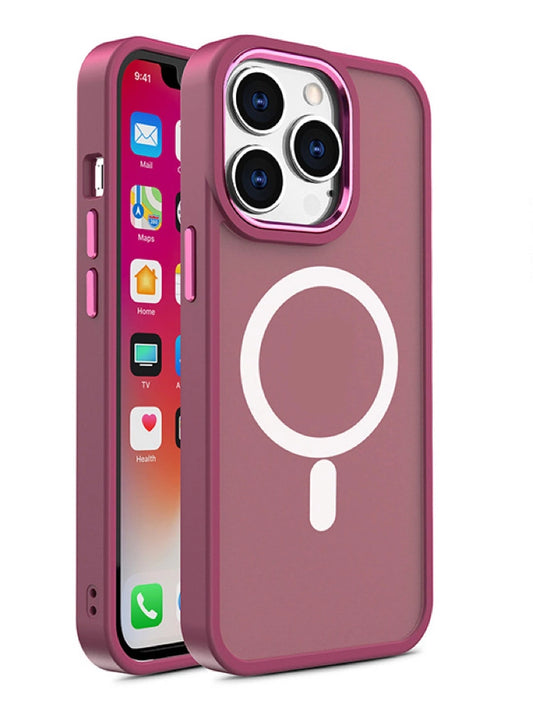 Magnetic Color Matte Case for iPhone 15 Plus - Burgundy_0