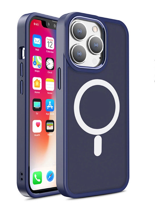 Magnetic Color Matte Case for iPhone 15 Plus - navy blue_0