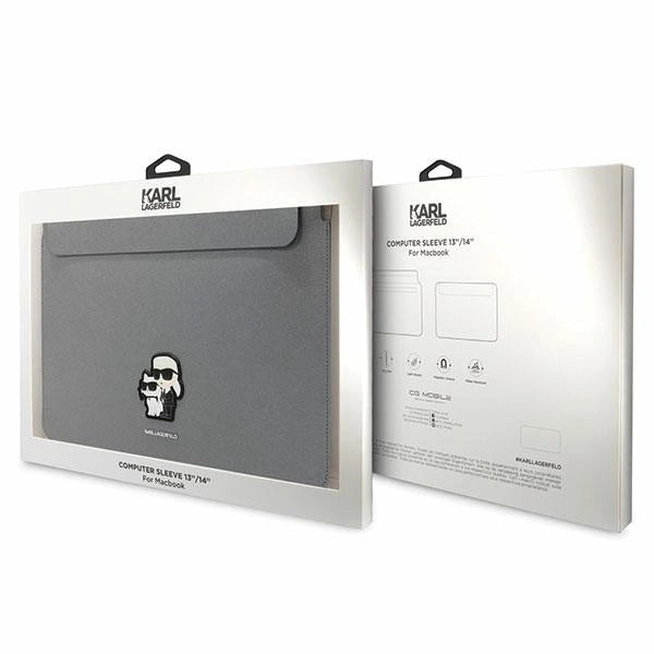 Karl Lagerfeld Saffiano Karl&amp;Choupette case for a 14" laptop - silver_3