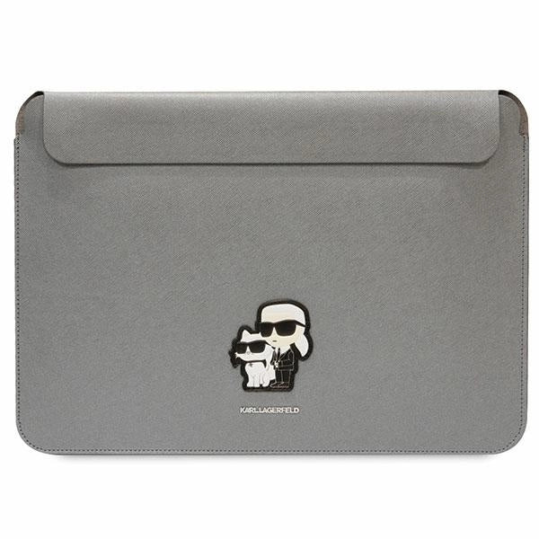 Karl Lagerfeld Saffiano Karl&amp;Choupette case for a 16" laptop - silver_0