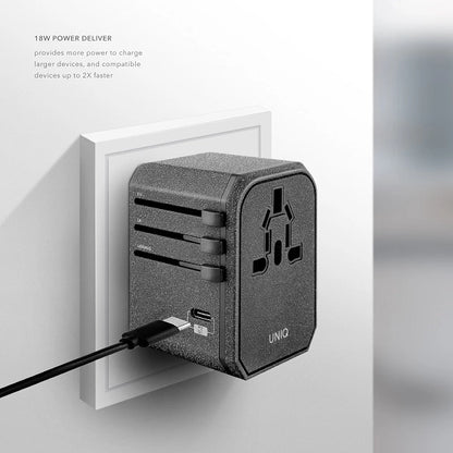 Uniq Voyage LITHOS Collective 33W 2xUSB PD 18W QC 3.0 travel adapter - gray_4