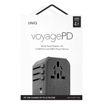 Uniq Voyage LITHOS Collective 33W 2xUSB PD 18W QC 3.0 travel adapter - gray_6