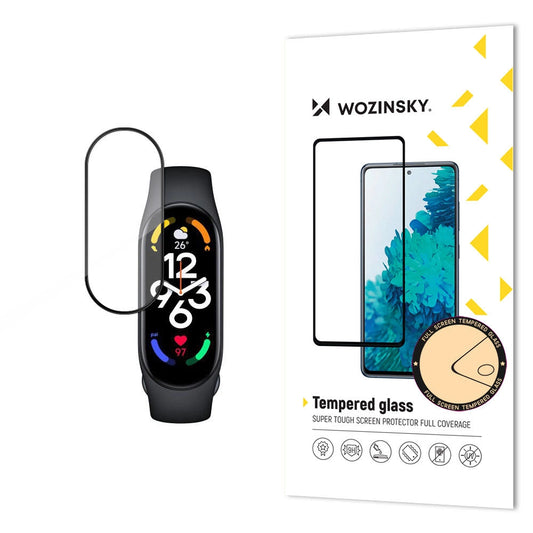 Durable Wozinsky Full Glue Full Screen Tempered Glass with Frame for Xiaomi Mi Band 8 - Black_0