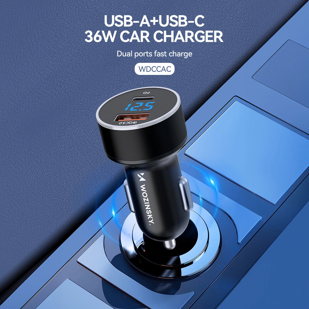 Wozinsky WDCCAC USB-C USB-A 36W car charger - black_5
