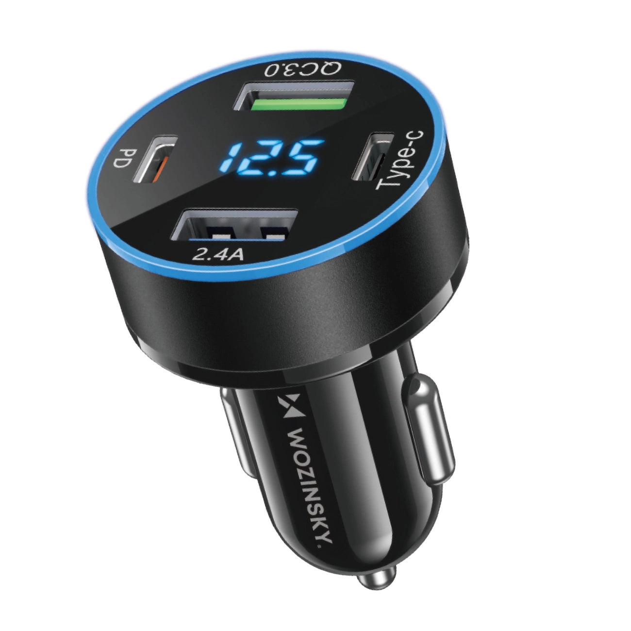Wozinsky WDCCB Car Charger with Display 50W 2xUSB-C / 2xUSB-A - Black_0