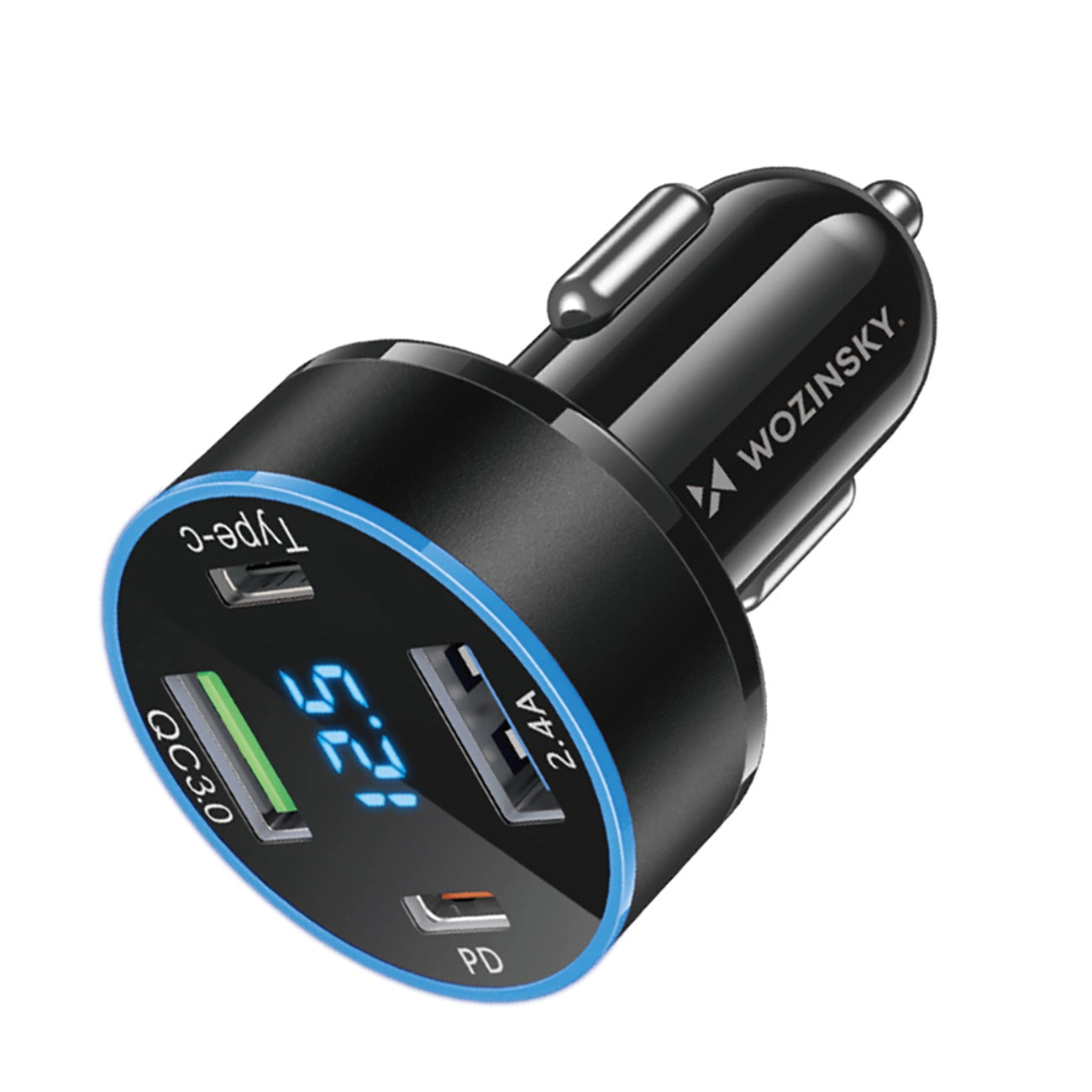 Wozinsky WDCCB Car Charger with Display 50W 2xUSB-C / 2xUSB-A - Black_3