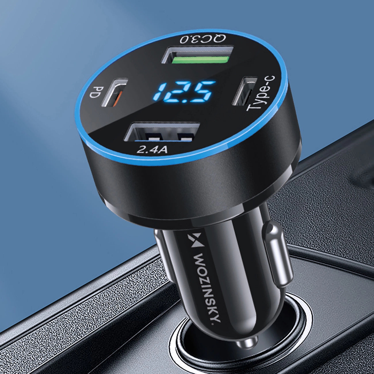 Wozinsky WDCCB Car Charger with Display 50W 2xUSB-C / 2xUSB-A - Black_4
