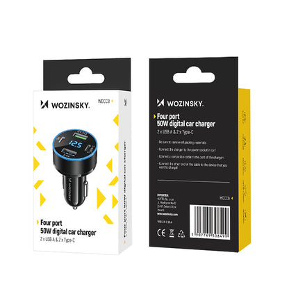 Wozinsky WDCCB Car Charger with Display 50W 2xUSB-C / 2xUSB-A - Black_8