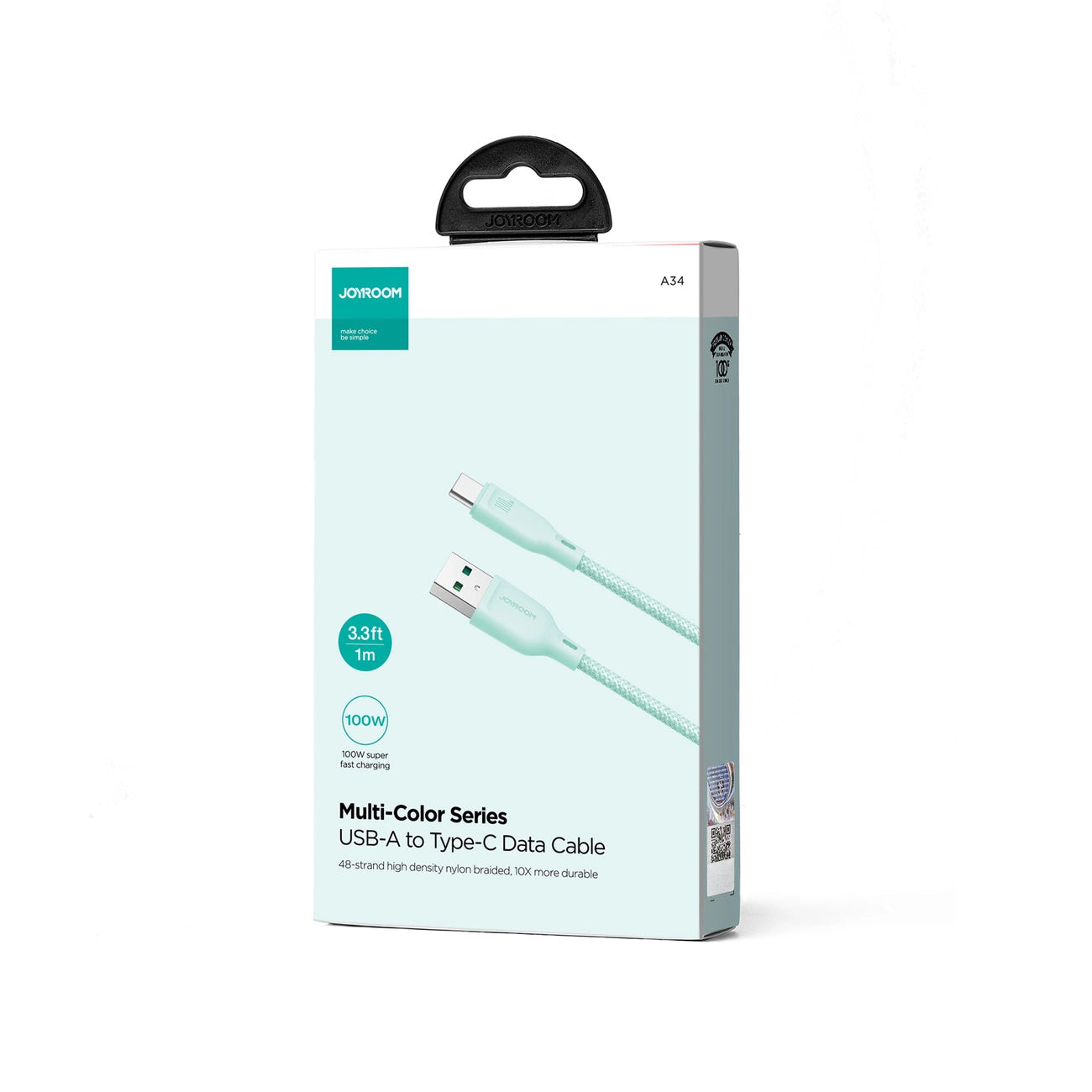 Joyroom Multi-Color Series S-A34 USB-A / USB-C cable 100W 1m - green_1