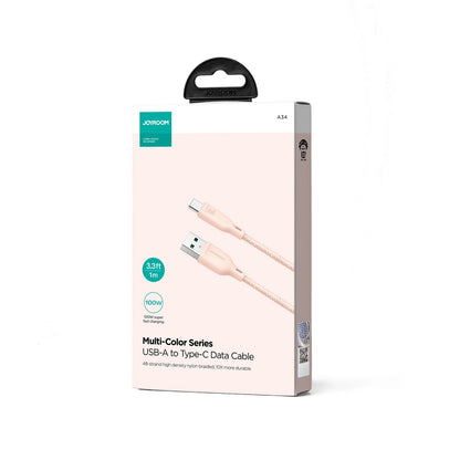 Joyroom Multi-Color Series S-A34 USB-A / USB-C Cable 100W 1m - Pink_1