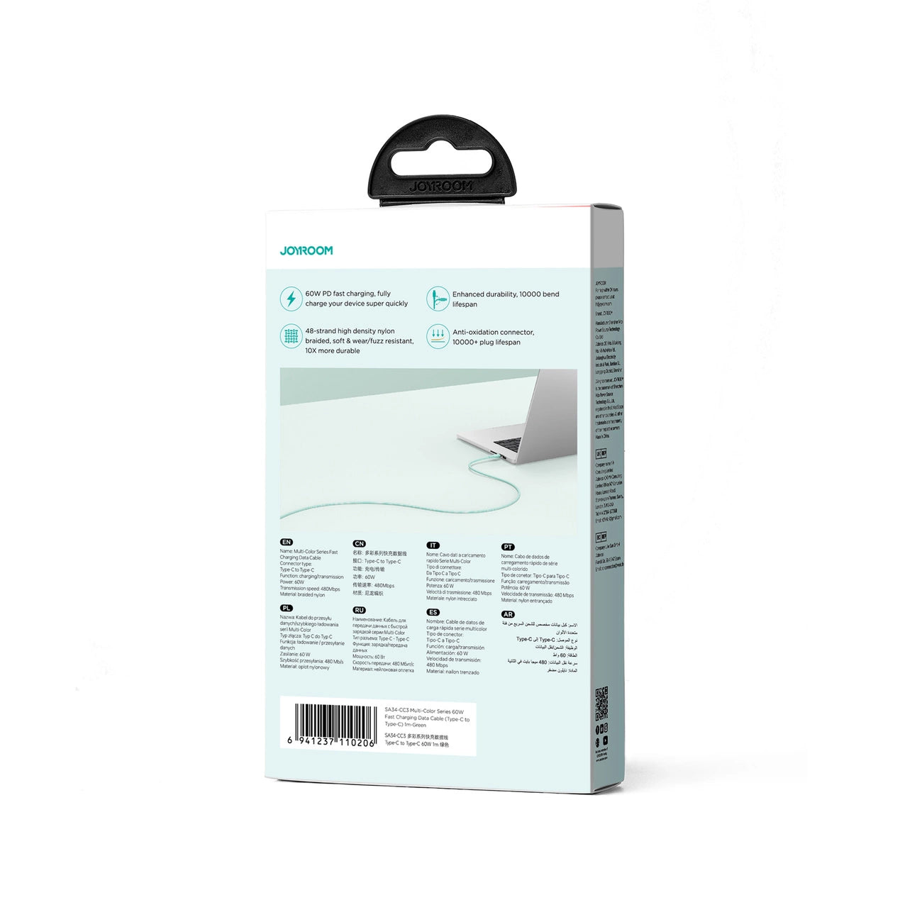 Joyroom Multi-Color Series S-A34 USB-C / USB-C PD 60W cable 1m - green_3