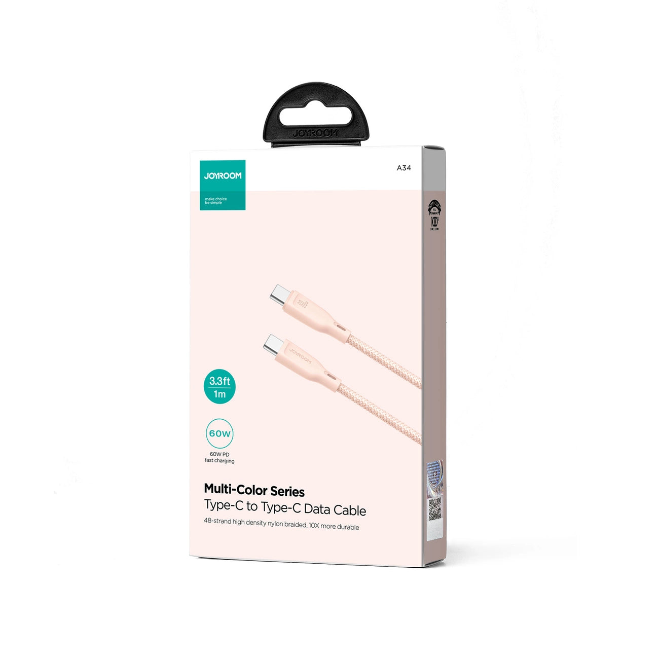 Joyroom Multi-Color Series S-A34 USB-C / USB-C PD 60W 1m Cable - Pink_3