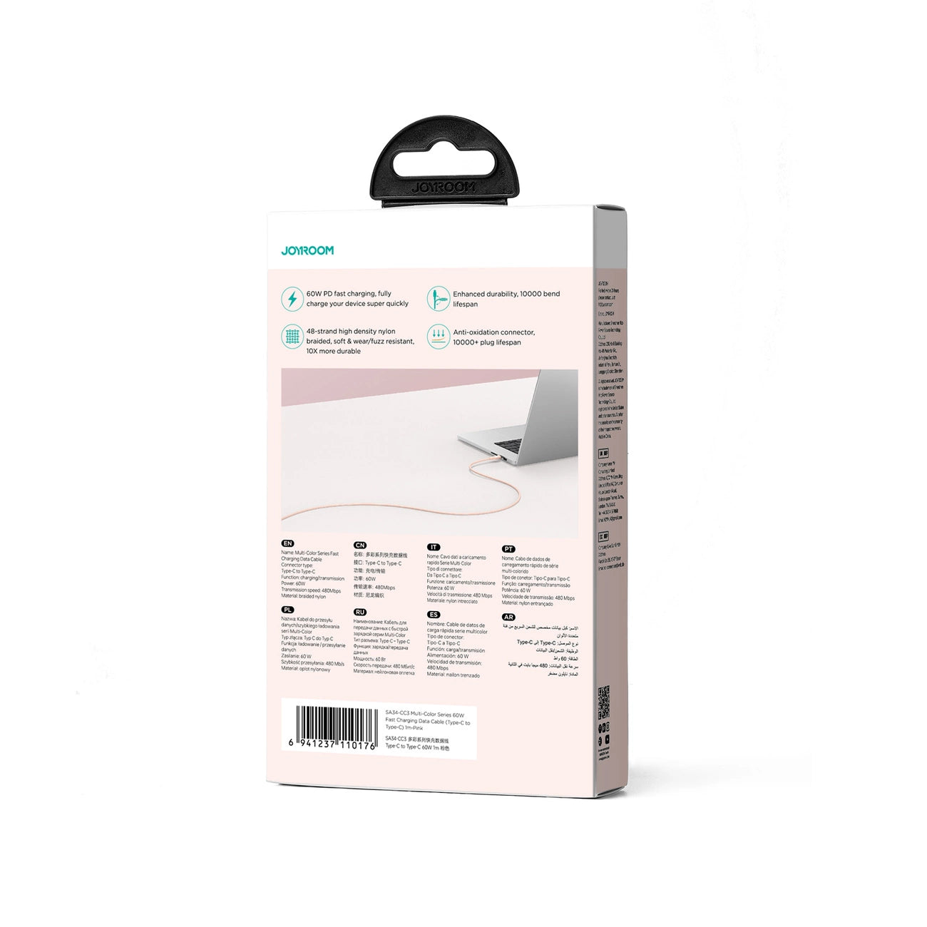 Joyroom Multi-Color Series S-A34 USB-C / USB-C PD 60W 1m Cable - Pink_4