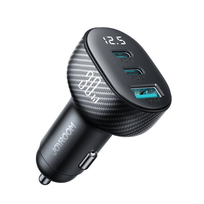 Joyroom JR-CCD04 30W 2x USB-C USB-A car charger with display - black_0