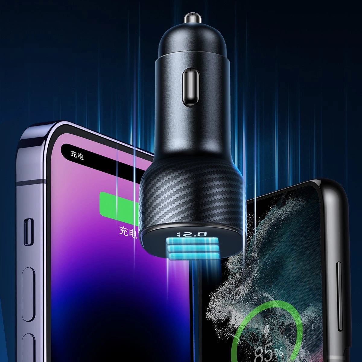 Joyroom JR-CCD04 30W 2x USB-C USB-A car charger with display - black_11