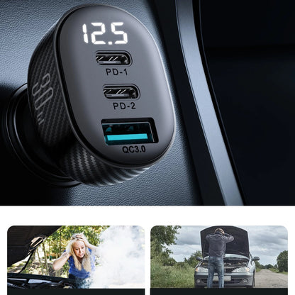 Joyroom JR-CCD04 30W 2x USB-C USB-A car charger with display - black_12