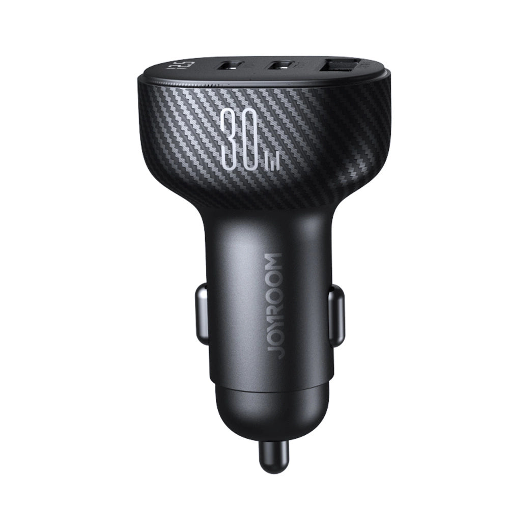 Joyroom JR-CCD04 30W 2x USB-C USB-A car charger with display - black_1