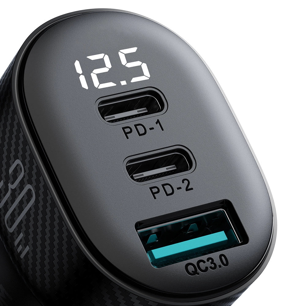 Joyroom JR-CCD04 30W 2x USB-C USB-A car charger with display - black_2