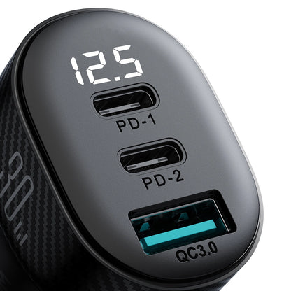 Joyroom JR-CCD04 30W 2x USB-C USB-A car charger with display - black_2