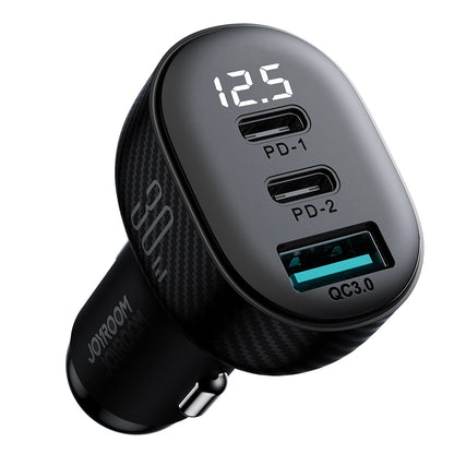Joyroom JR-CCD04 30W 2x USB-C USB-A car charger with display - black_3