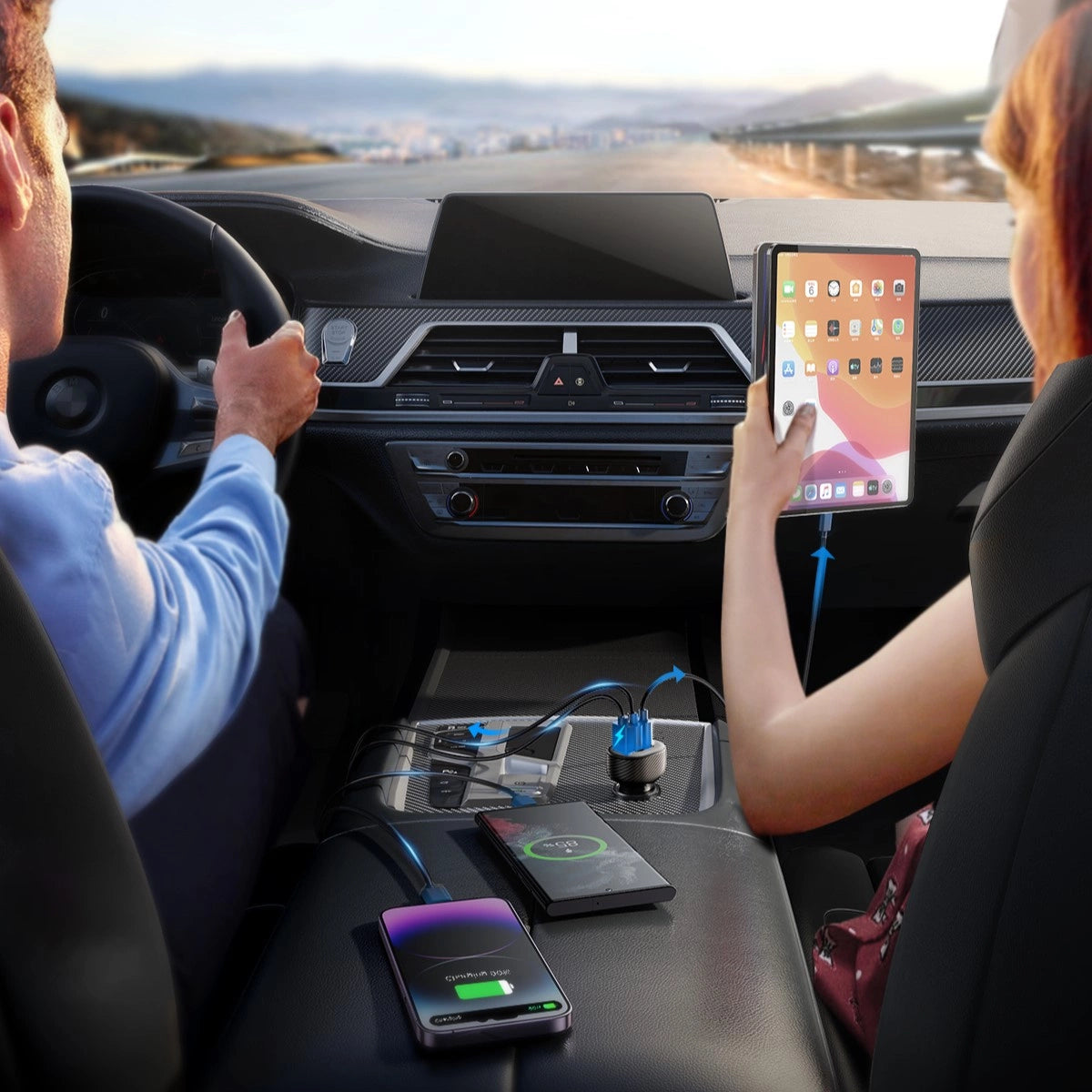 Joyroom JR-CCD04 30W 2x USB-C USB-A car charger with display - black_9