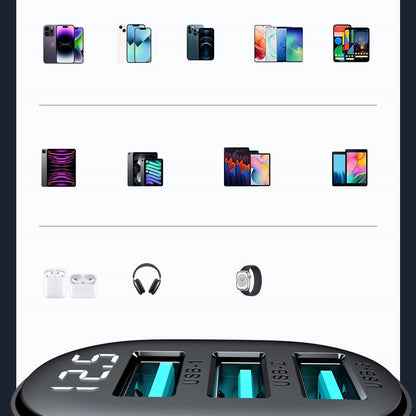 Joyroom JR-CCD03 3.4A car charger with 3x USB-A display - black_18