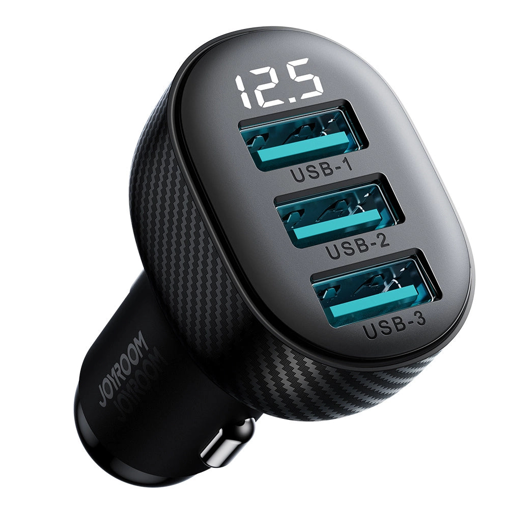 Joyroom JR-CCD03 3.4A car charger with 3x USB-A display - black_6