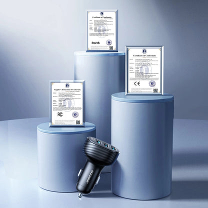 Joyroom JR-CCD03 3.4A car charger with 3x USB-A display - black_14