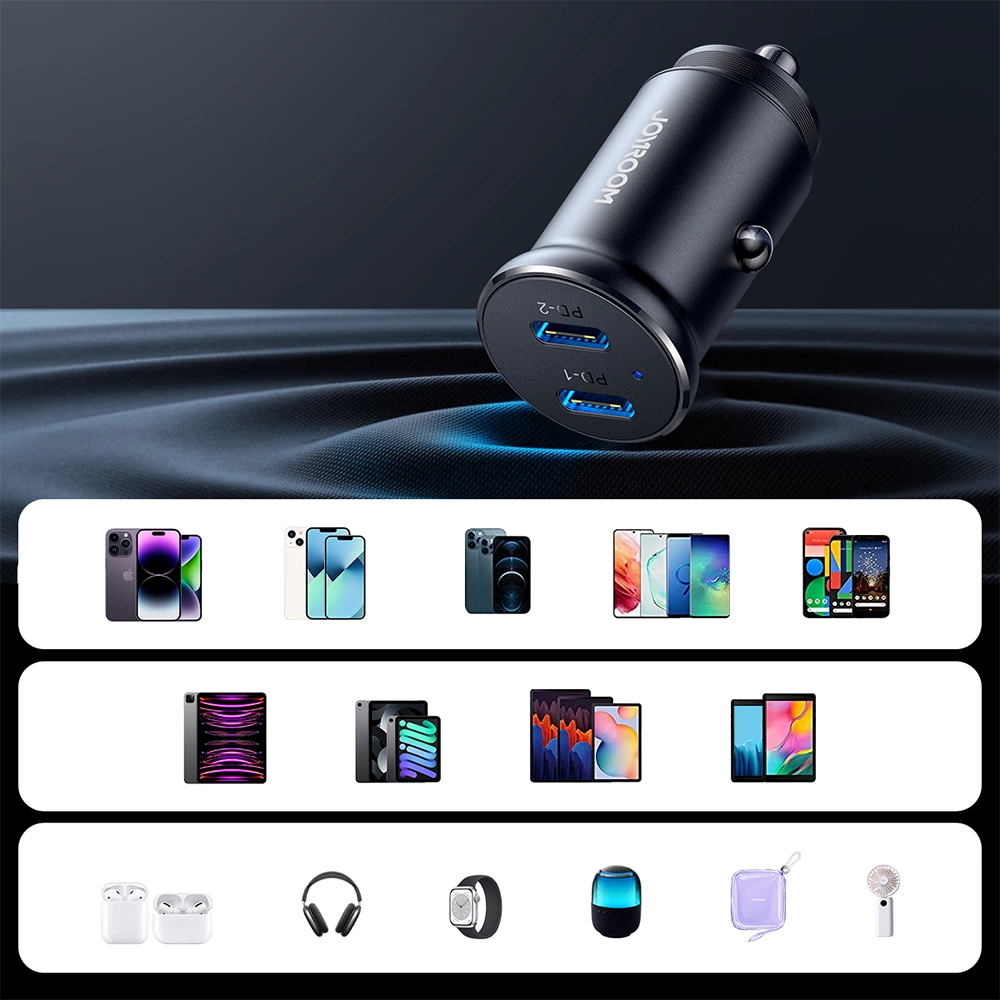 Joyroom JR-CCN06 30W 2x USB-C mini car charger metal - black_10
