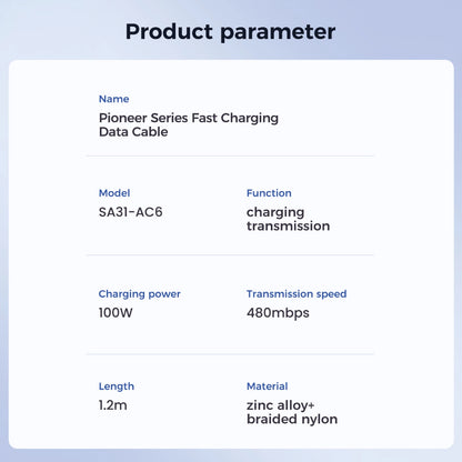 Cable Pioneer 100W USB to USB C SA31-AC6 / 100W / 1,2m (black)_8