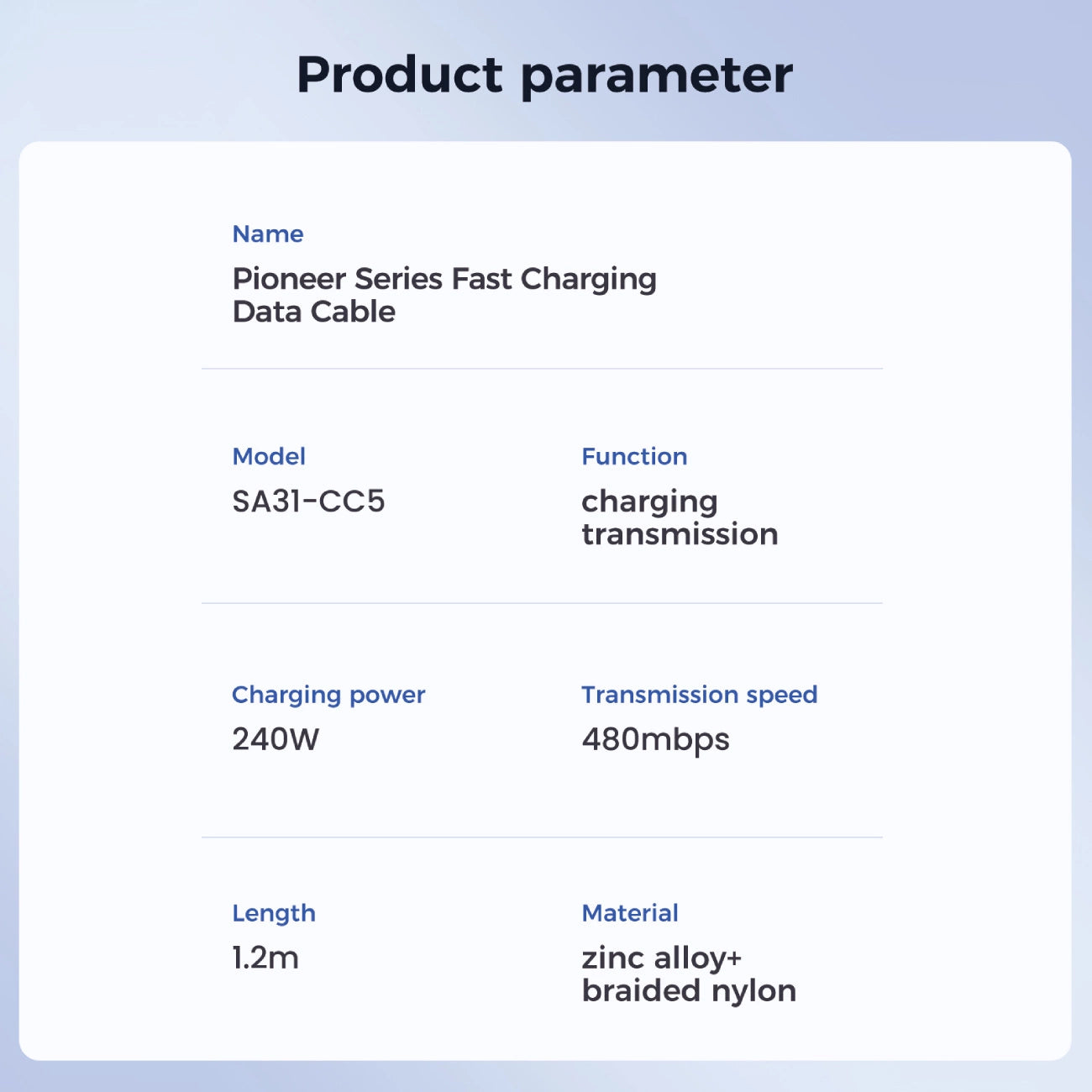 Joyroom Pioneer Series SA31-CC5 USB-C / USB-C cable 240W 1.2m - black_10