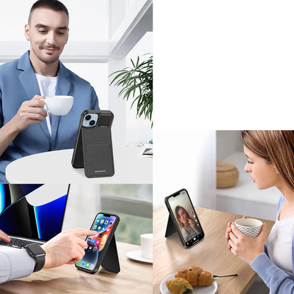 3in1 Wallet Case with Stand for iPhone 15 Plus MagSafe RFID Blocker Dux Ducis Rafi Mag - Black_7