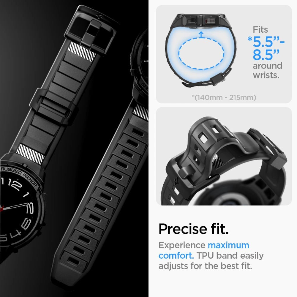 Spigen Rugged Armor Pro Case with Strap for Samsung Galaxy Watch 6 Classic (47mm) - Black_14