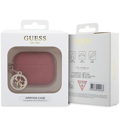 Guess GUAP23DSLGHDF AirPods Pro 2 cover red 3D Rubber 4G Diamond Charm_3