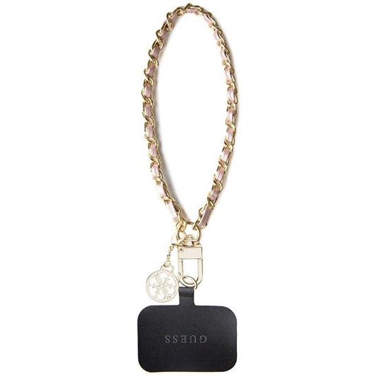 Guess GUOUCHSAMC4P Universal Hand Strap case - pink Saffiano Chain 4G Charm_0