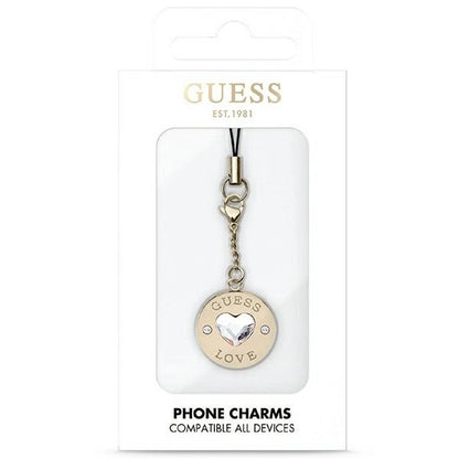 Guess case GUCPMHGLD Phone Strap Heart Diamond Charm with Rhinestones_1
