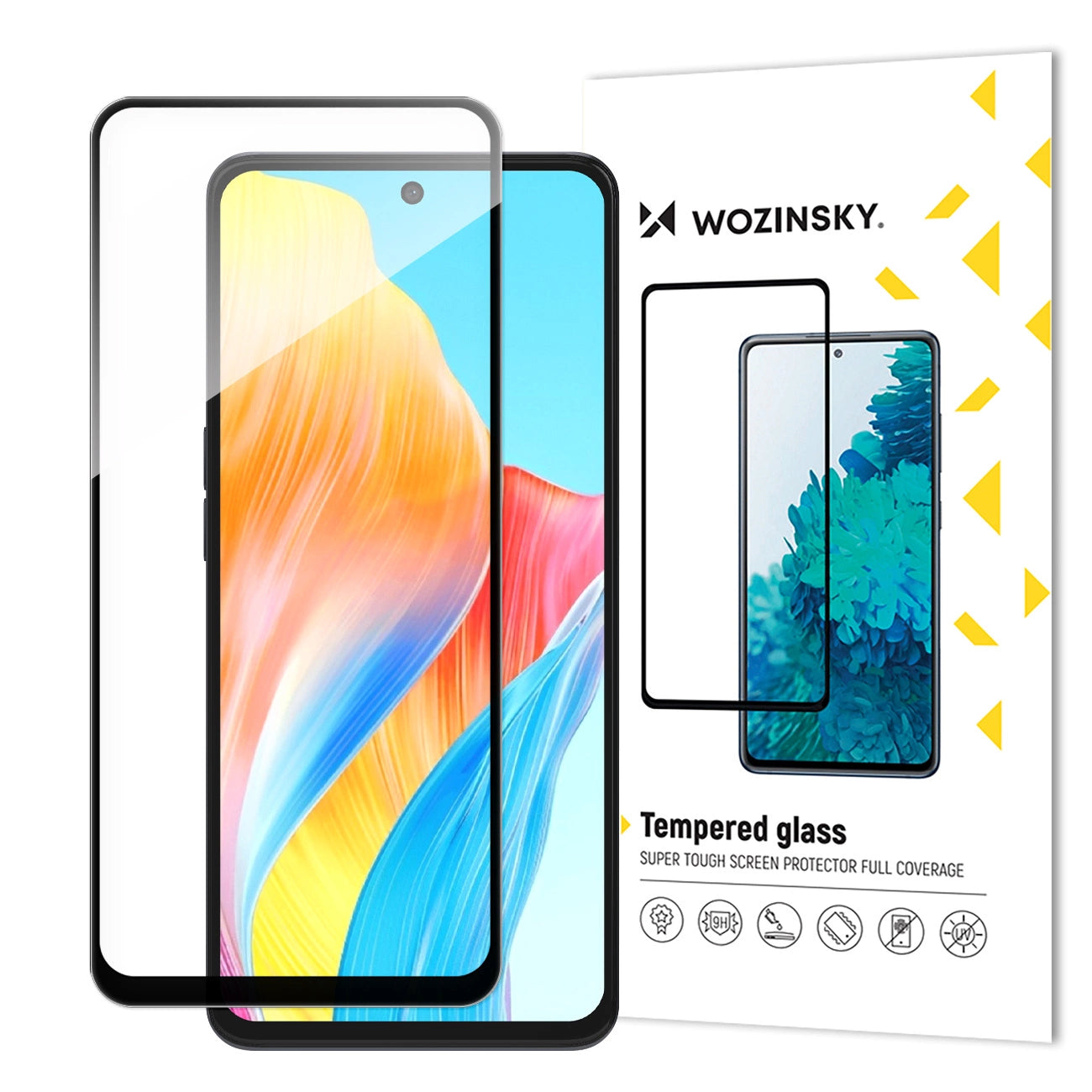 Durable Wozinsky Full Glue Full Screen Tempered Glass with Frame for Oppo A98 5G - Black_0