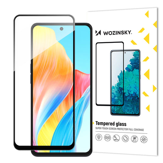 Durable Wozinsky Full Glue Full Screen Tempered Glass with Frame for Oppo A98 5G - Black_0