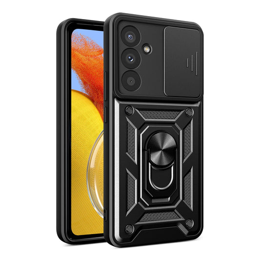Hybrid Armor Camshield case for Samsung M14 with camera cover - black_0