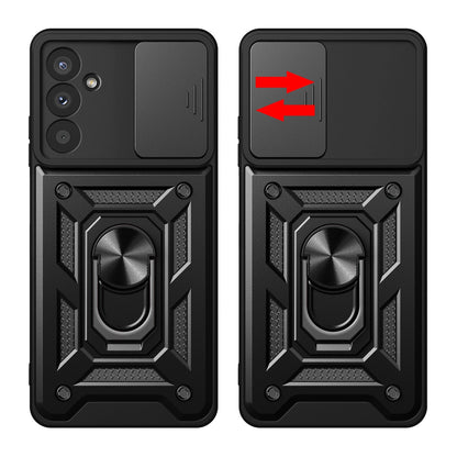 Hybrid Armor Camshield case for Samsung M14 with camera cover - black_1