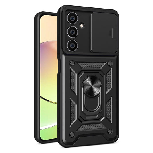Hybrid Armor Camshield case for Samsung M54 with camera cover - black_0