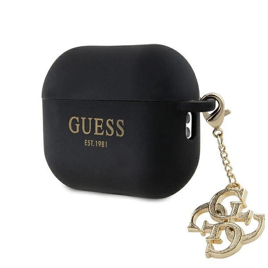 Guess GUAP2LECG4K case for AirPods Pro 2 cover - black Liquid Silicone Glitter Triangle Charm_0