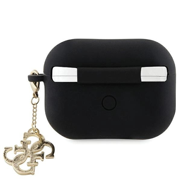 Guess GUAP2LECG4K case for AirPods Pro 2 cover - black Liquid Silicone Glitter Triangle Charm_1