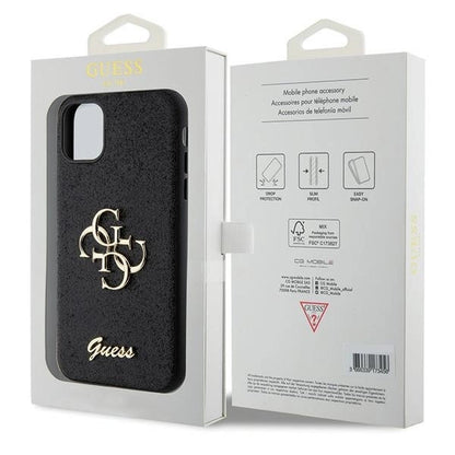 Guess GUHCN61HG4SGK case for iPhone 11 / Xr - black Glitter Script Big 4G_7
