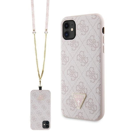 Guess GUHCN61P4TDSCPP Case for iPhone 11 / Xr - Pink Crossbody 4G Metal Logo_0