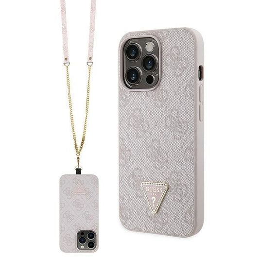 Guess GUHCP13LP4TDSCPP case for iPhone 13 Pro / 13 - pink Crossbody 4G Metal Logo_0