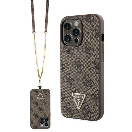Guess GUHCP13LP4TDSCPW Case for iPhone 13 Pro / 13 - Brown Crossbody 4G Metal Logo_0