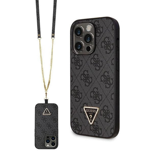 Guess GUHCP14LP4TDSCPK case for iPhone 14 Pro - black Crossbody 4G Metal Logo_0