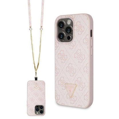 Guess GUHCP14LP4TDSCPP case for iPhone 14 Pro - pink Crossbody 4G Metal Logo_0