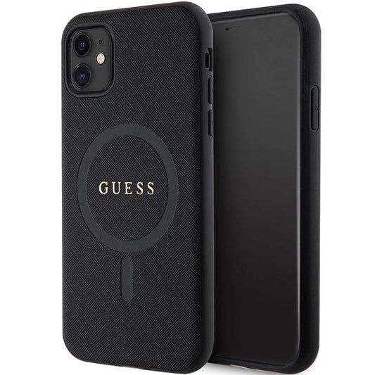 Guess GUHMN61PSAHMCK case for iPhone 11 / Xr - black Saffiano MagSafe_0